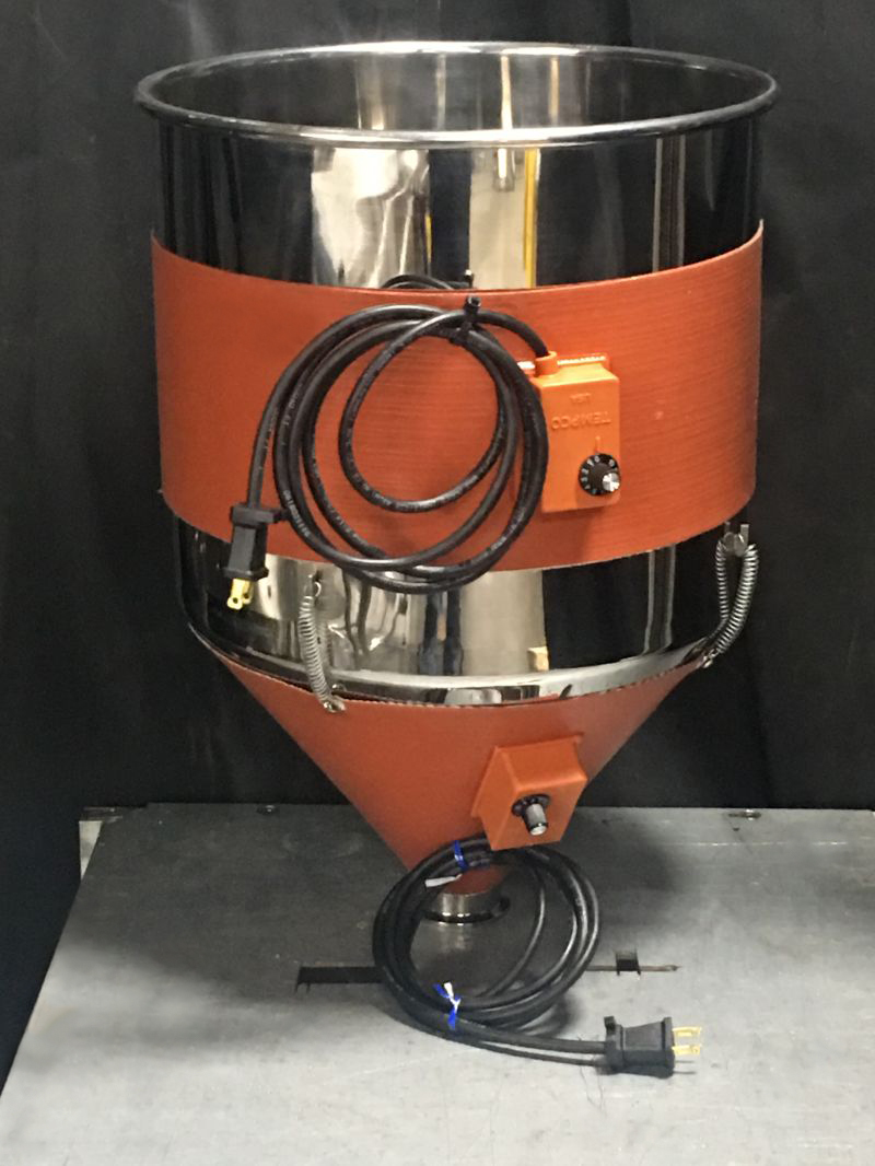 Hopper Assembly with Tempco Silicone Rubber Heaters