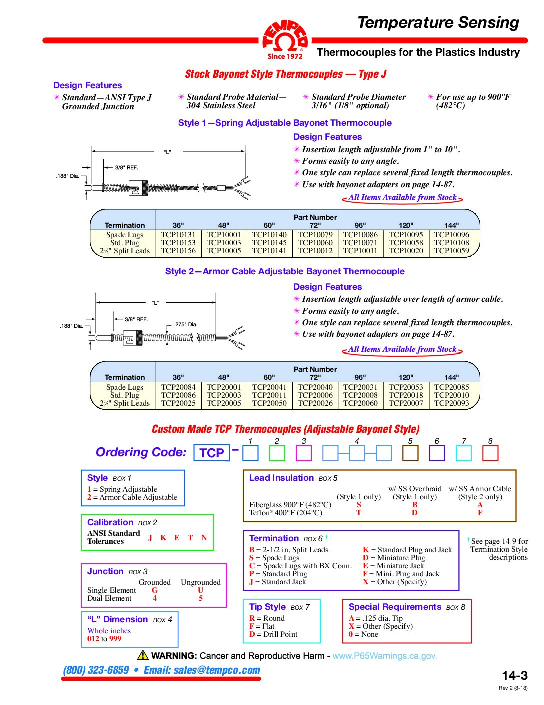 Adjustable Bayonet TC Catalog Pages