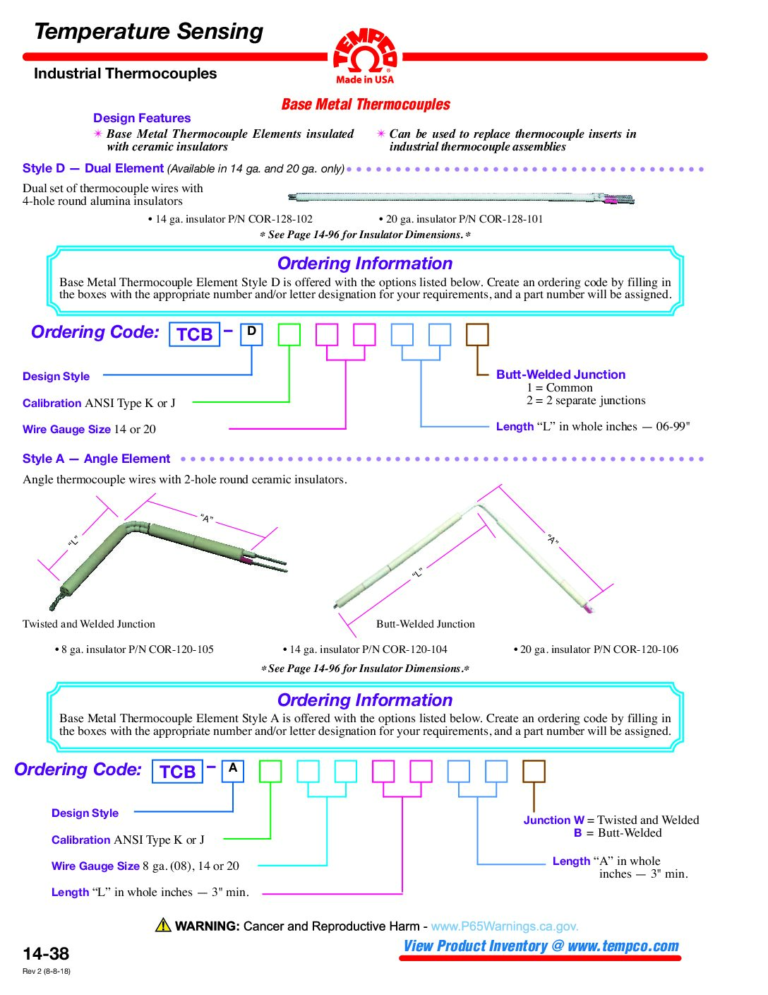 Base Metal TC Catalog Pages