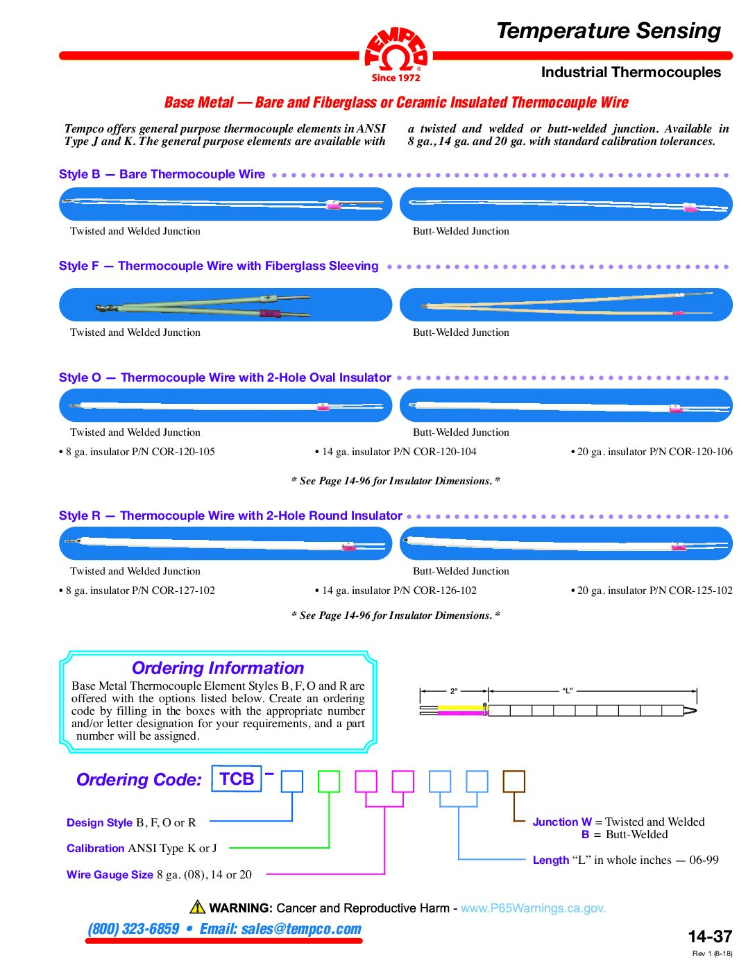 Base Metal TC Wire Catalog Pages