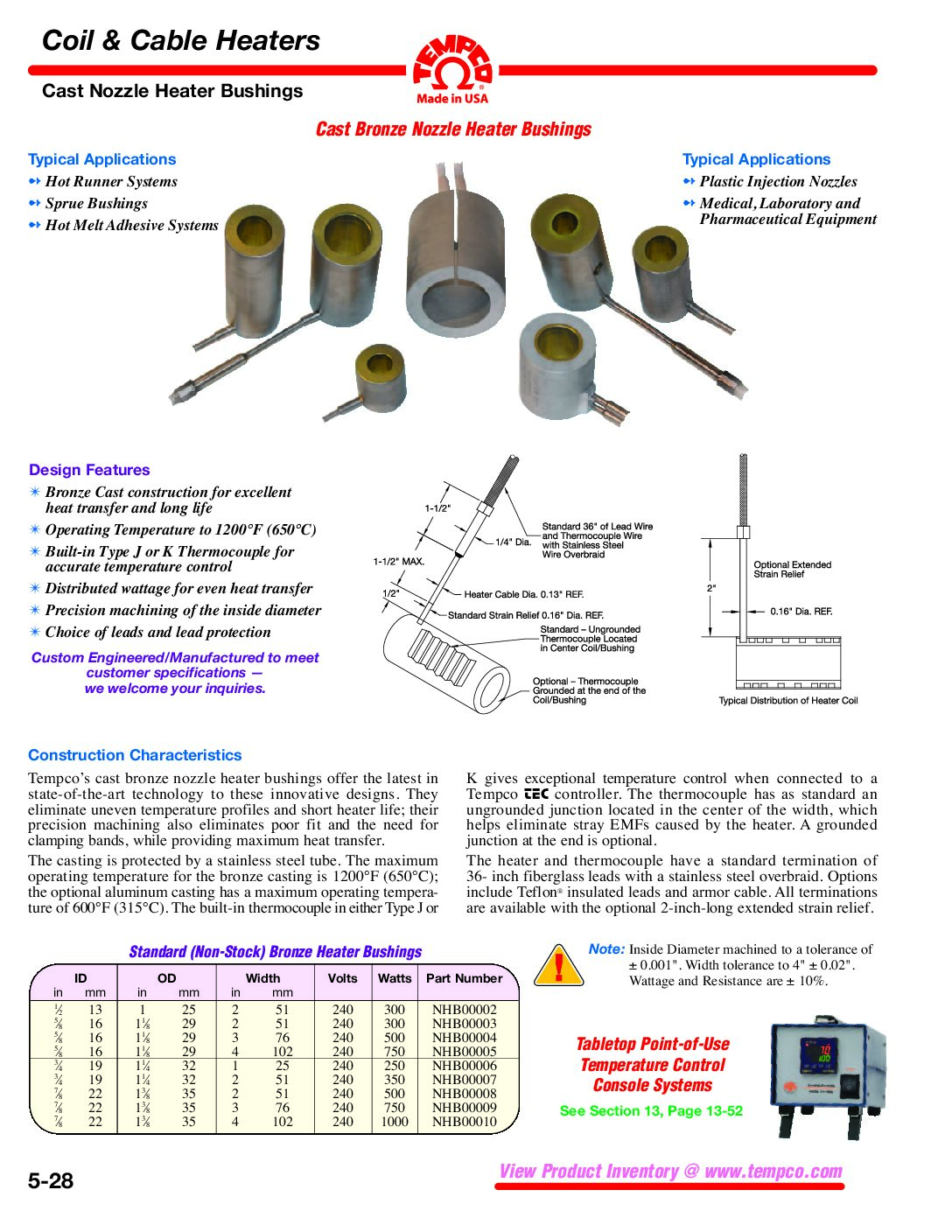 Cast Nozzle Heater Bushing Catalog Pages