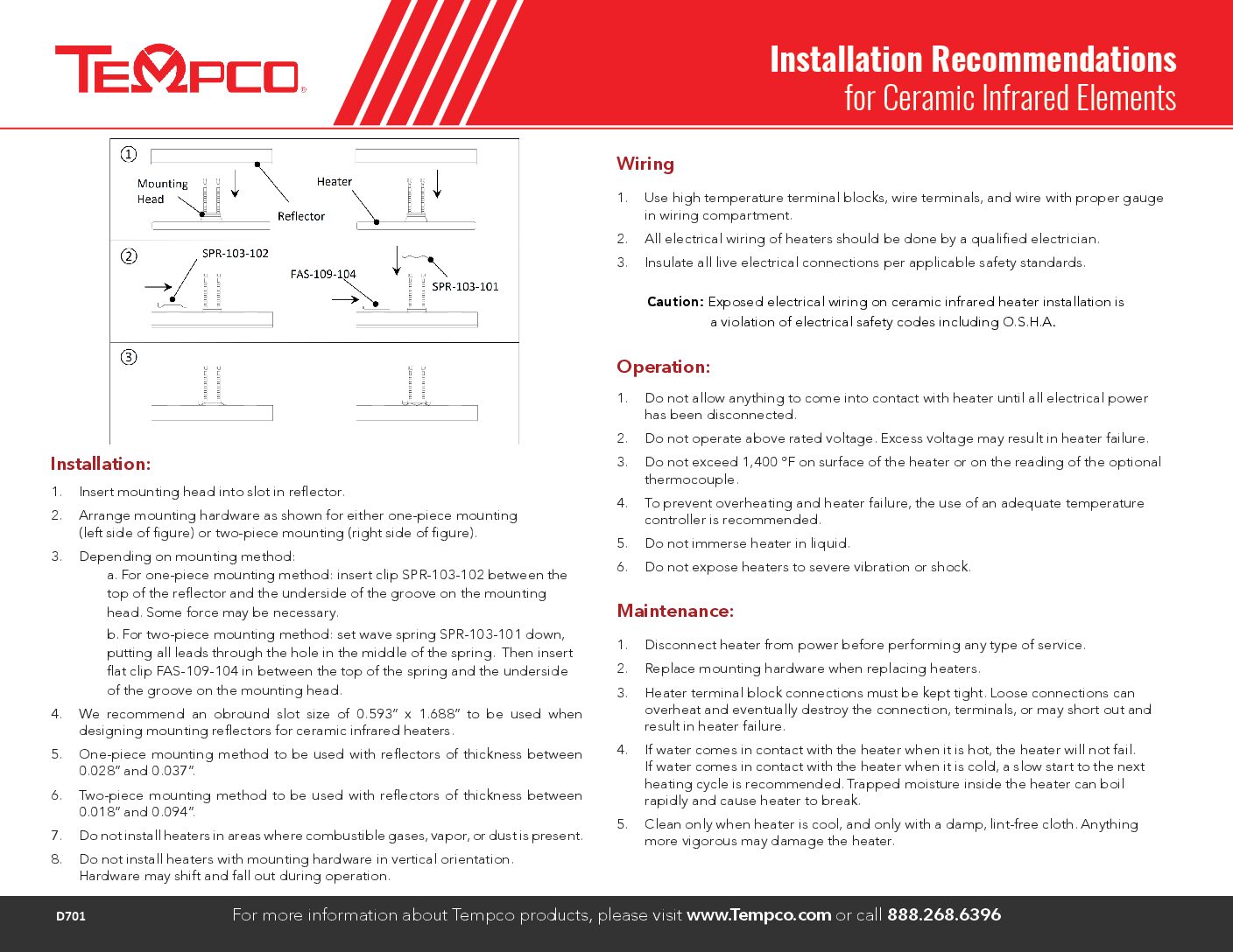 Ceramic Infrared Elements Installation Recommendations