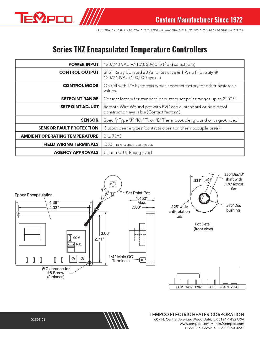 Encapsulated Temperature Controller (TKZ) Instruction Sheet